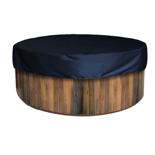 Getdoublerich Housse de protection ronde en tissu enduit argenté 190T imperméable pour spa avec résistance aux UV et à la poussière (200 x 30 cm, noir)
