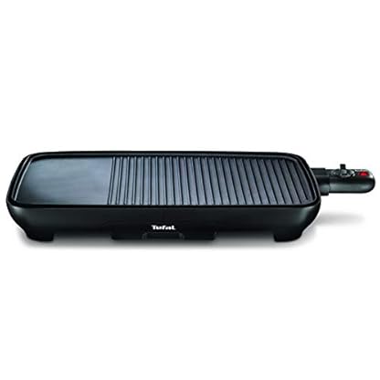 Tefal Tischgrill Malaga TG3918 | Elektrogrill | Regelbarer Thermostat | Antihaftbeschichtete Grillplatte, 2/3 Grill, 1/3 Teppanyaki | Abnehmbares Kabel | Platte+Abtropfschale spülmaschinenfest | 2000W