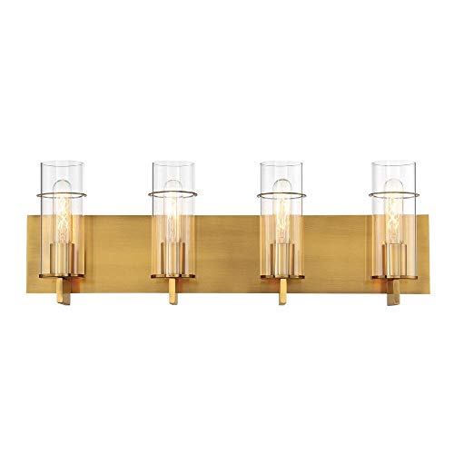 Eurofase 34135-047 Pista - 240W 4 LED Bath Bar - 26 Inches Wide by 8.75 Inches High, Gold Finish with Clear Glass