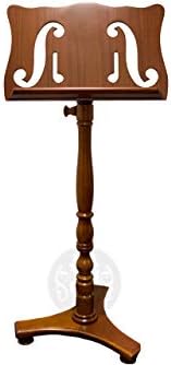 ROYAL PRO PIATTO SW, Satin Walnut Wooden Music Stand, 45"-59" Adjustable Height, 20" Desk Width, Hand Crafted And Hand Finished