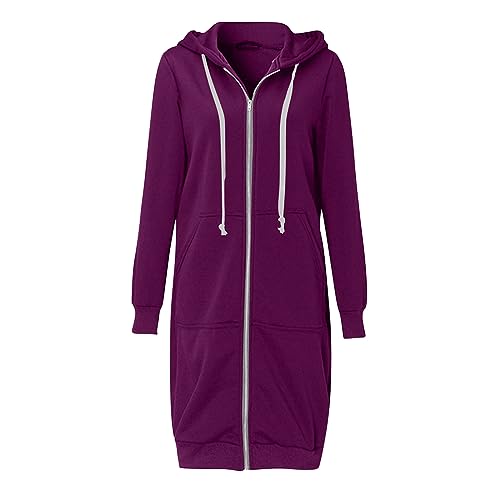 Long Hoodies for Women Zipper Fleece Hooded Jacket Fall/Winter Lightweight Casual Tunic Sweatshirts with Pockets3