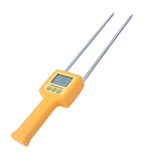 Portable Grain Moisture Meter for Wheat, Rice, Corn, Soybeans, Flour - 5-30% Range, 0.1% Resolution, 280mm Probes - Instant LCD Readout for Farm, Food Processing, Storage
