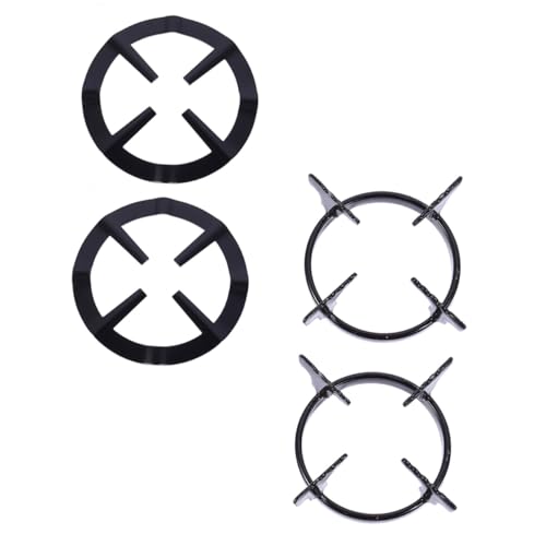 ROMISBABA 4 Piezas Soportes Antideslizantes para Estufa de Gas de Soportes Prácticos para Wok y Cacerolas Diseño Múltiple Compatible con Encimeras de Cuatro Patas Color Negro