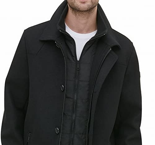 Kenneth Cole New York Kenneth Cole Men's Wool Top Coat, Water Resistant Navy 1, XX-Large