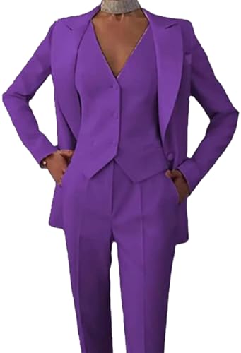 Costume 3 pièces pour femmes haute coupe avec veste doublée et gilet
