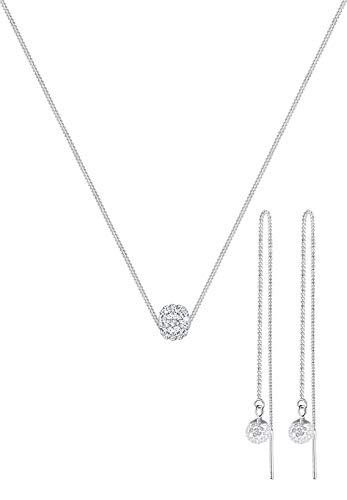 Juego de joyas de mujer con plata y cristal de 45 cm elegante 2