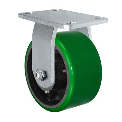 CasterHQ - 6" x 3" Heavy Duty 2 Swivel & 2 Rigid Caster - Green Polyurethane on Steel Wheel - 8,000 lbs Capacity Per Set of 4