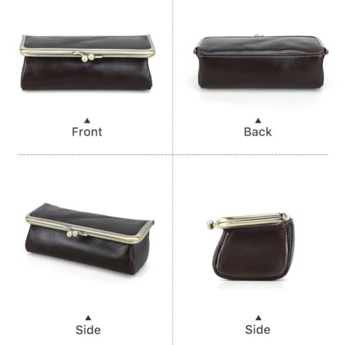Petit étui à lunettes portable en cuir marron à offrir