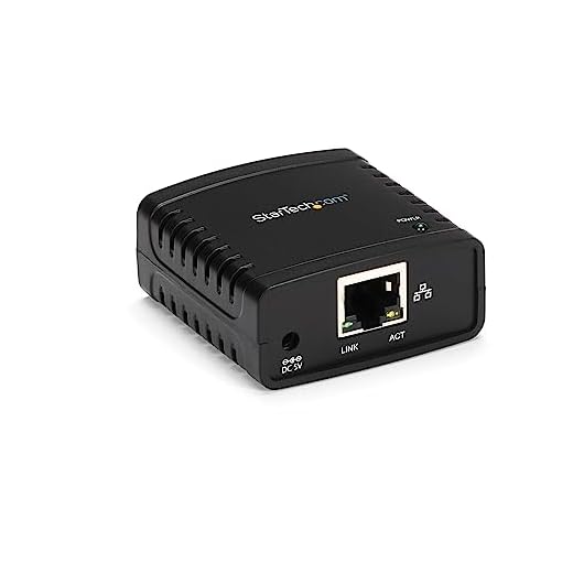 StarTech.com 10/100Mbps Ethernet to USB 2.0 Network Print Server - Windows 10 - LPR - LAN USB Print Server Adapter (PM1115U2),Black