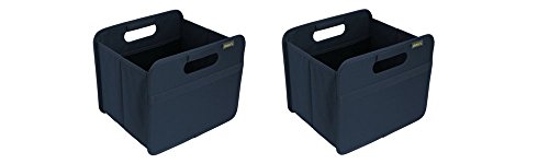 meori Marine Blue 2-Pack Organizing Collapsible Baskets Bookshelf Cubby Cabinet Bathroom Laundry Toys Small Foldable Box