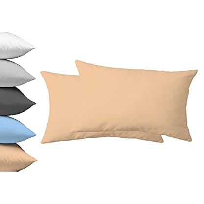 2er Set Kopfkissenbezug 40x60cm, Doppelpack Kissenbezug, Serie Jasmin - kuschelig weich - Cappuccino, 100% Baumwolle