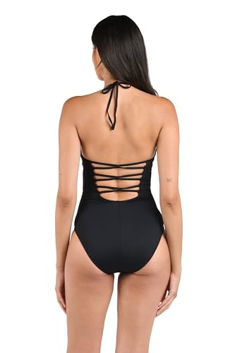 La Blanca Women's One Piece Swimsuit Scoop Front Tummy Control Island Goddess Bathing Suit2