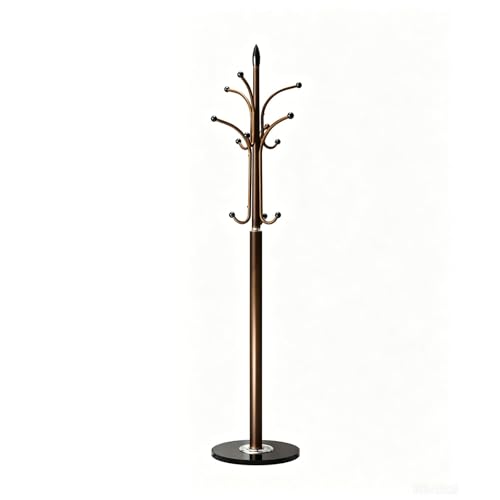 Perchero metálico con base mármol, perchero independiente con 12 ganchos para colgar bufandas, bolsos y chaquetas, ideal para entradas, pasillos, dormitorios y oficinas Brown