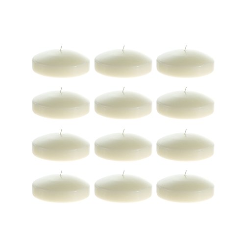 Mega Candles 24 pcs Unscented Ivory Floating Disc Candle, Hand Poured Paraffin Wax Candles 3 Inch Diameter, Home Décor, Wedding Receptions, Baby Showers, Birthdays, Celebrations, Party Favors & More