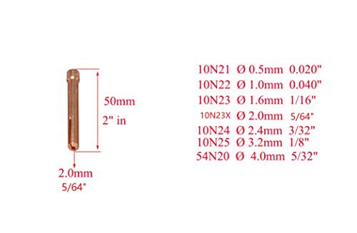 Image of RIVERWELD TIG Torch Collet 10N23x 5 /64 inch & 2.0mm Accessories 10pcs | for QQ300 PTA DB SR WP 17 18 26 TIG Welding Torch Consumables