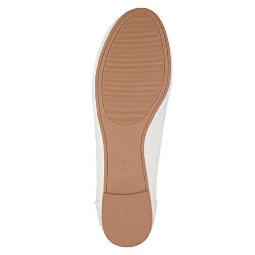 Brinley Co. Womens Comfort Sole Faux Leather Round Toe Flats White, 12 Regular US4