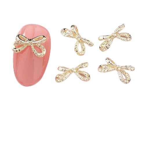 qbodp 50 Pcs Nail Decoration Fashion Nail Decoration Bow Decoration for Nail, Nail Supplies Nail Art Decoration Accessories,Gold