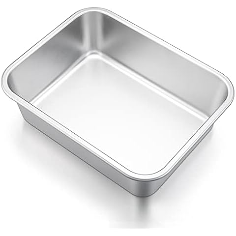 Auflaufform, HaWare Rechteckig Klein Kuchenform Backform, Edelstahl Ofenform Lasagneform für Lasagne/Tiramisu/Brownie/Brot - 27 x 21 x 8 cm, Ungiftig & Schwerlast Cover