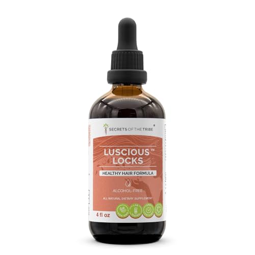 Secrets of the Tribe Luscious Locks Alcohol-Free Extract, Glycerite Amla,Hibiscus, Stinging Nettle, Horsetail, Reishi Mushroom. Tincture, Herbal Extract Healthy Hair Formula 4 OZ
