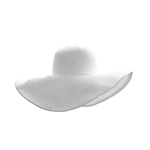 1 Cappello Da Donna A Tesa Larga, Pieghevole, Da Spiaggia, Cappello Da Sole, Nero, Bianco, M-image