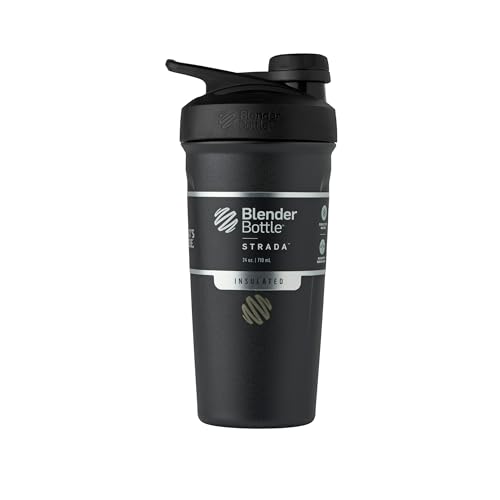 BlenderBottle Sport Twist Insulated Stainless Steel Shaker Bottle with Wire Whisk, 24-Ounce, Black – Protein Shakes & Hydration for Athletes & Fitness Enthusiasts, Easy Mixing, Keeps Drinks Cold, Twist Cap