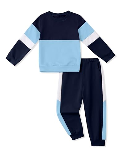 Image of Hevemexy Toddler Boy Clothes Long Sleeve Hoodie Sweatsuits Tops and Pants 2Pcs Boys Fall Winter Outfits Set