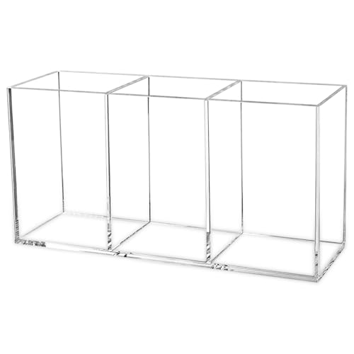 Clear Acrylic Makeup Brush Organizer with 3 Slots