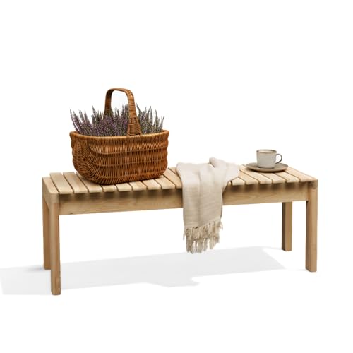 Gutekissen® Allegra Gartenbank aus Massivem Kiefernholz – Naturbelassene Holzbank für Innen & Außen - Handgefertigte Sitzbank 2–3 Personen - Skandinavisches Design