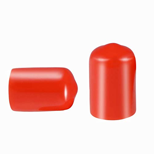 Screw Thread Protectors, PVC Rubber Round Tube Bolt Cap Plastic End Cap Cover Thread Protectors Red, Inner Dia 11mm, 50 Pcs