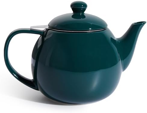 Sweese Teapots for Tea, 27 oz Porcelain Tea pot with Removable Stainless Steel Infuser, Tea Pots for Loose Tea - Dark Green