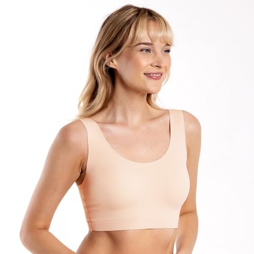 Image of Floatley to The T-Shirt Scoop Neck Bra for Women, Silky Comfort Wirefree Seamless Grip Band Pullover Bra with Removable Pads