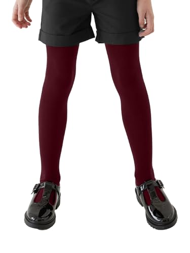Image of COTTON DAY Kids Girls School Dress Cotton Tights Black White Navy Blue Burgundy