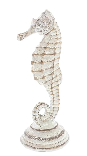 Figura Decorativa de Caballito de Mar Resina Beige 8.25 pulg miniatura 2