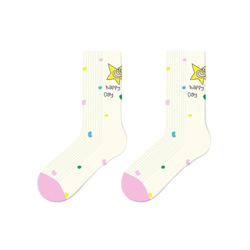 chanstore 5 pares – Calcetines largos de dibujos animados antideslizantes a rayas que absorben el sudor – Wonderful Candy House