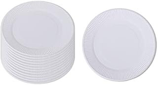 We Are Bio | White Paper Plates 23cm (9in) | 50 Pack | Disposable Plates | for Hot Food | Wedding, Picnic, BBQs, Party Plates