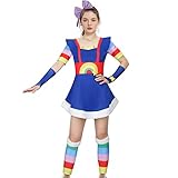 LiuzilaiST Womens Blue Dress Brite Costume Outfit Crown Hairband Oversleeve Leg Warmer Full Set Halloween Cosplay Party Suit (Adult, X-Large)