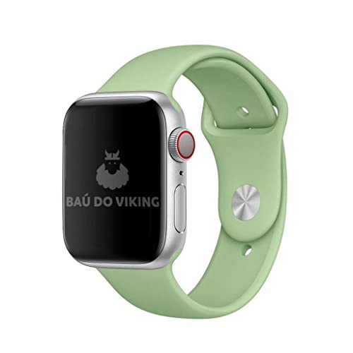Pulseira Silicone Sport Esportiva, compatível com Apple Watch (Verde Menta, 42/44/45 Grande)