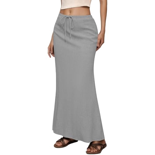 Falda midi de cintura alta y diseño limpio con corte fluido minimalista