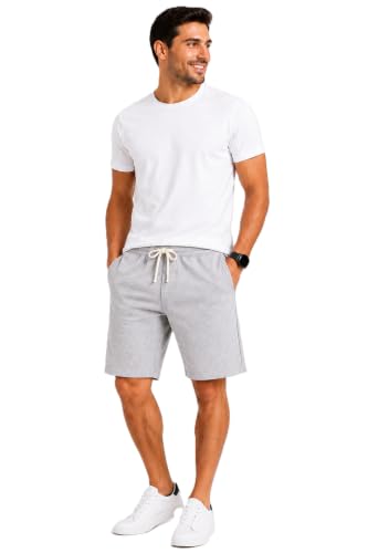 Image of ArkXani® Mens Fleece Jogger Shorts with Zip Side Pockets (Grey XL)