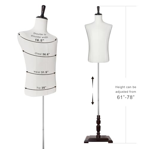 Male Mannequin Torso with Stand, 61"-78" Height Adjustable Body Dress Form Mannequin Body for Clothing Retail Sewing Shop by SHAREWIN - Image 4