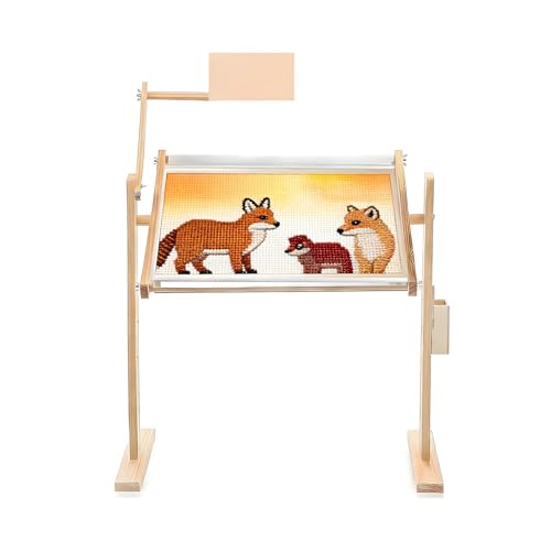 FERNVALE Adjustable Wooden Embroidery & Cross Stitch Stand 360 Rotating Craft Workstation for Needlework Punch Needle and Crewel with Height and Angle Adjustment Cross Stitch Floor Stand
