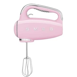 Smeg, HMF01PKEU Electric Mixer, 9 -Geschwindigkeitsniveaus, Turbofunktion, glattes Start -Start -up -System, 4 Peitschen, 2 Ganci -Mixer und umhüllt, 250W, Rose