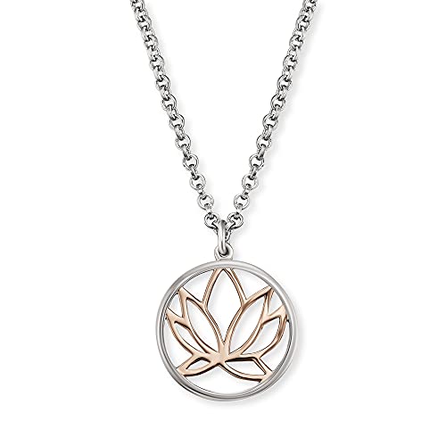 Preisvergleich Produktbild Engelsrufer Damen-Halskette mit plattiertem Lotusblumen Motiv, Roségold verziert, aus 925er Sterlingsilber, Karabiner-Verschluss, Länge 44 cm, ERN-LILLOTUS-BICOR