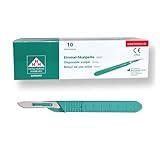 Einmal-Skalpell Nr. 21 – 10 Stück in einer Packung - Steril, rostfreie Stahlklinge, Kunststoffgriff, einzeln verpackt – Medizinischer Einweg-Operationsbesteck | Heinz Herenz Medizinalbedarf