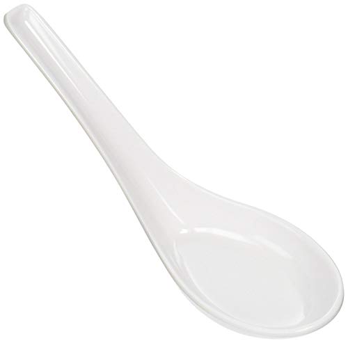 Happy Sales Melamine Soba, Rice Spoons, Chinese Won Ton Soup Spoon, Asian White, 6 Pack Plain Style #TOP1