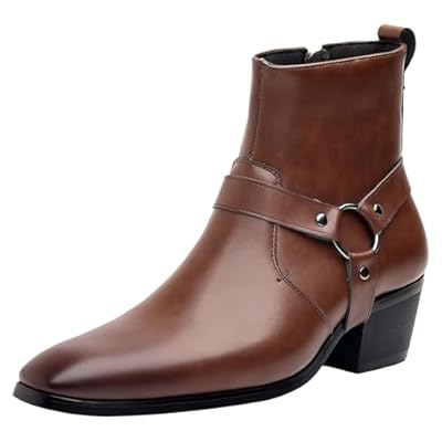 ANUFER Hombre Tacón de Bloque Medio Botines Correas de Remache Punk Cremallera Lateral Botas de Motero Café SN0708263 EU44 | Ya disponible en tu tienda friki favorita! En mundofriki.es!