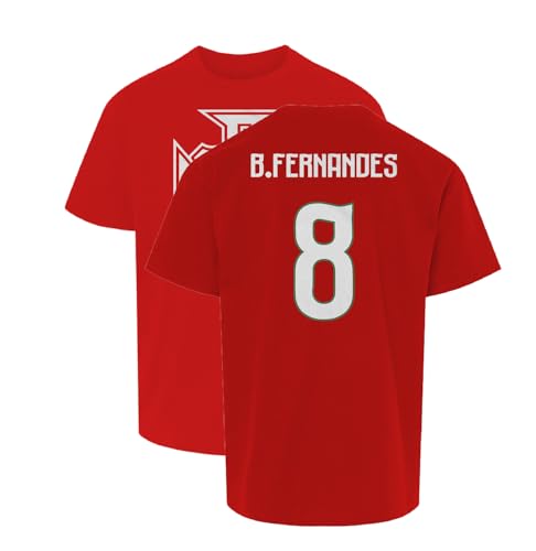 Portugal Tribute 8 B.Fernandes-Inspired 2-Sided Youth Unisex T-Shirt (Red, Youth Large)