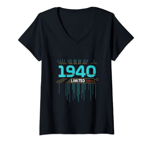 Mujer Retro Gaming 1940 Edición Limitada Cumpleaños 1940 Hombres Mujer Camiseta Cuello V