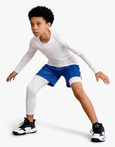MIVEI Youth One Leg Compression Tights & Shirts Boys Athletic Legging Sets