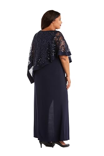 Image of R&M Richards Women's Sequin Lace Poncho Overlay Sheath Dress for Wedding Guest, Cocktail Attire & Evening Occasions